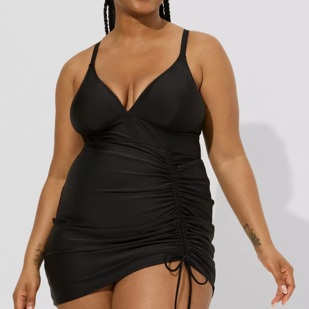 Torrid Black Ruched Women's One Piece Swimsuit